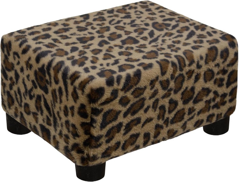 CAROLMADE  pouf صغير مع أرجل تحت المكتب لراحة القدمين لغرفة المعيشة وغرفة النوم والمكتب، فرو صناعي بني - Image 1